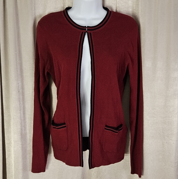 Brooks Brothers red rib knit cardigan sweater Womens Medium - Picture 4 of 7